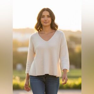 Banana Republic Cream Knit Sweater, flared hem